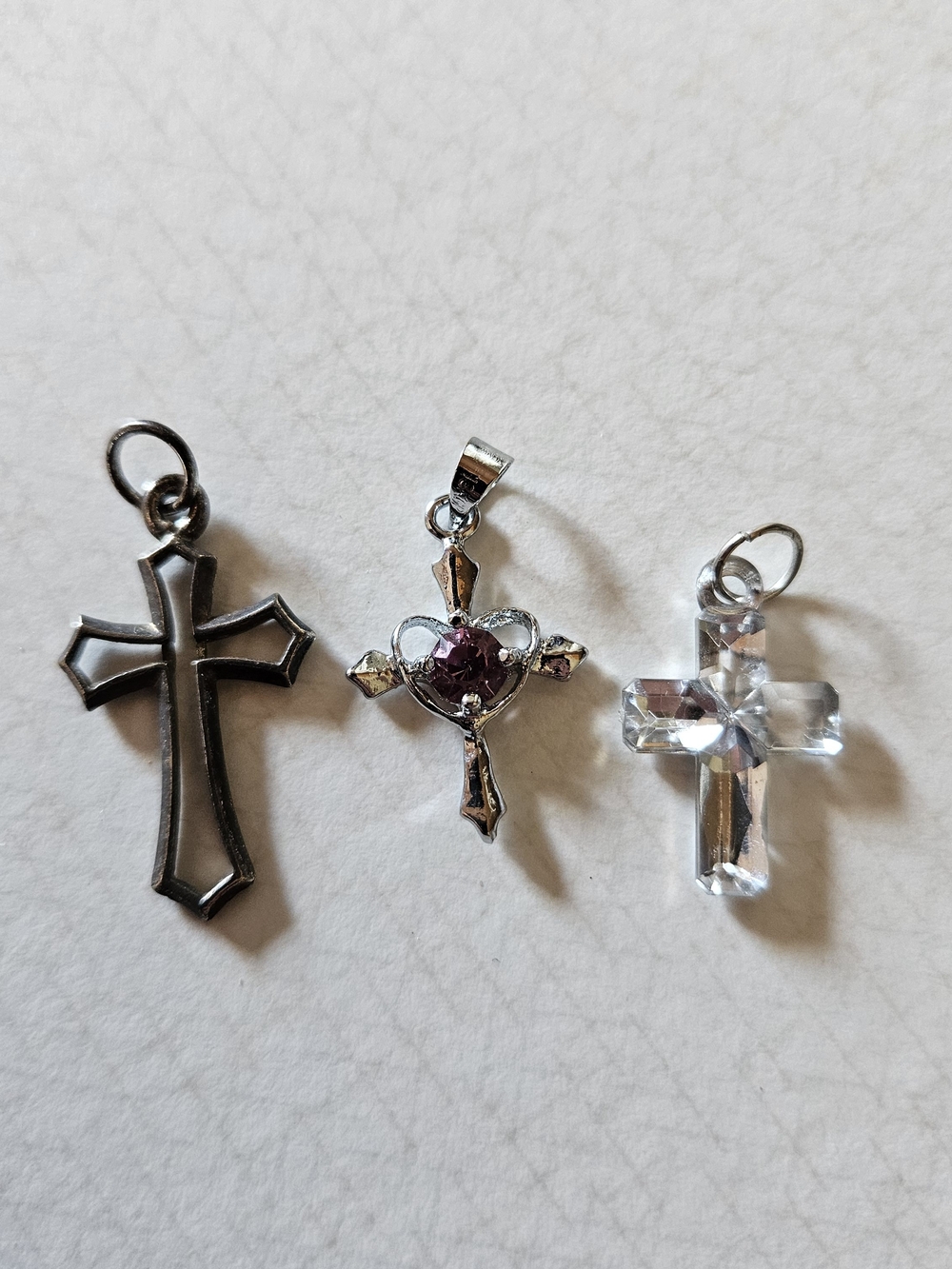 Lot Of 3 Cross Charm Pendants Fir Necklaces